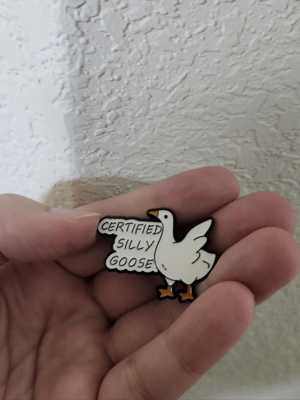 Certified Silly Goose White Enamel Pin - Novelty Pet Lover Accessory